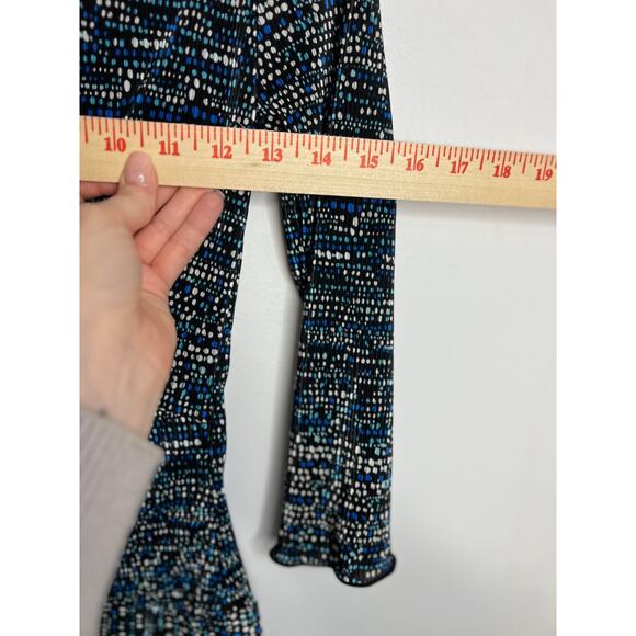 Bay Studio Career Petite PS 3/4 Sleeve Blue/Black Pattern Blouse - Picture 8 of 8